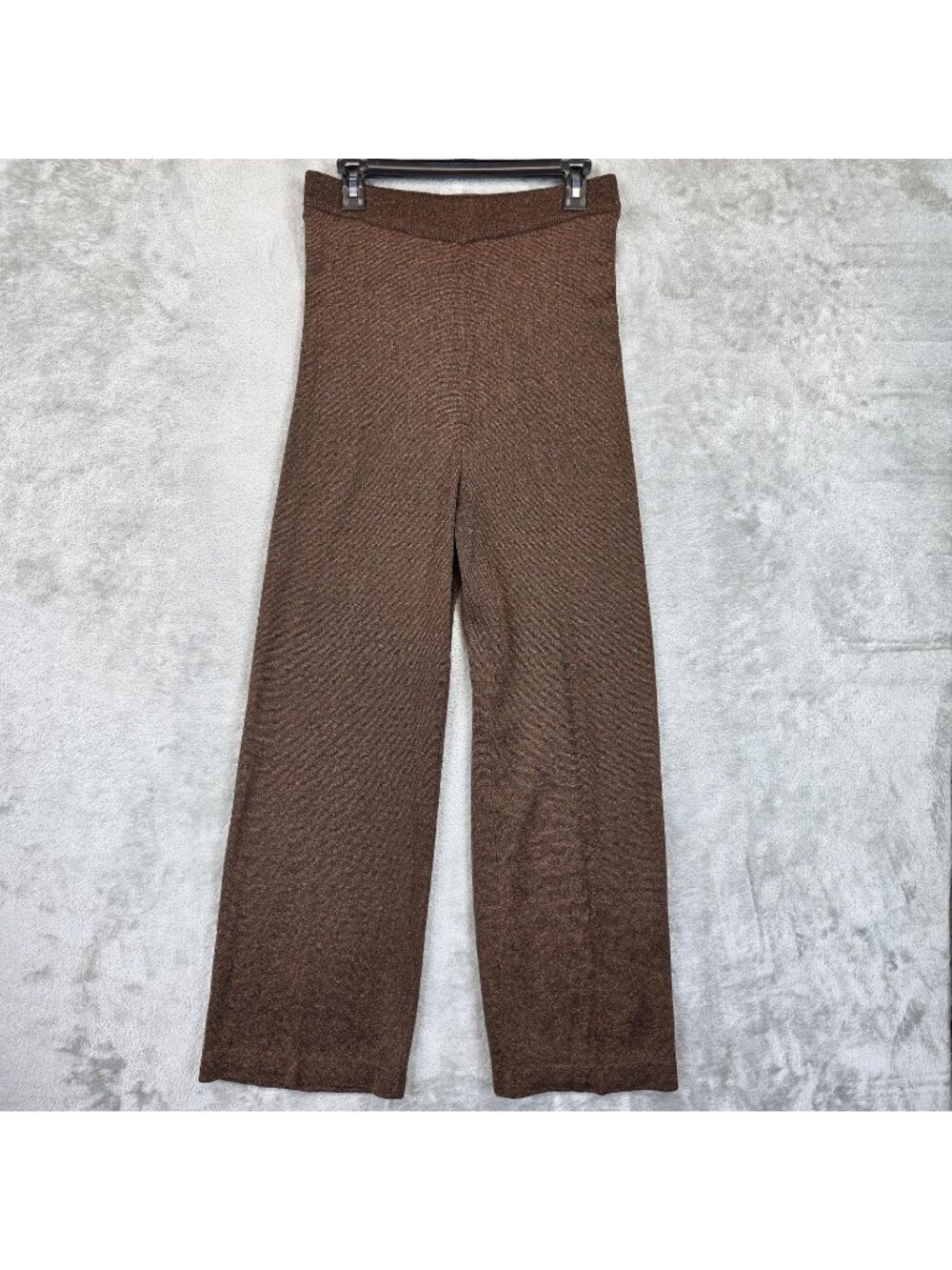 Vintage Suzelle Dress Pants Womens M Brown Shimmer Knit Pull On Elastic Waist
